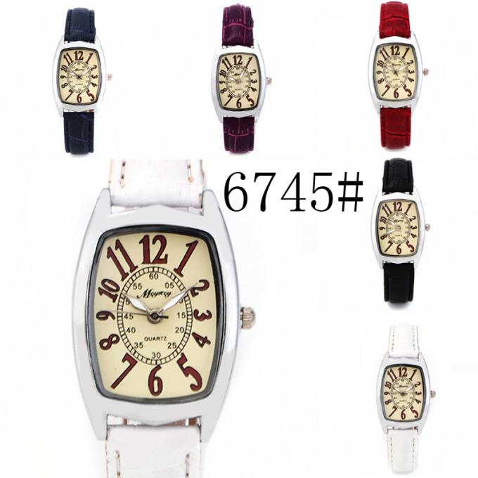 WJ-8426 여자 유행 손목 품질 보증 8 색깔 합금 회중시계 딱지 분홍색 가죽끈 시계