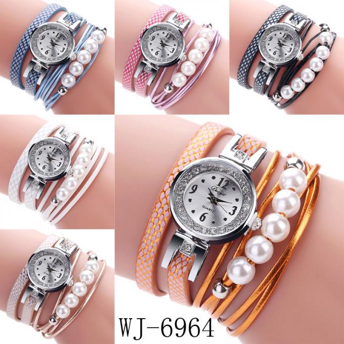 WJ-7029 유행 다이아몬드 여자 시계 꽃 팔찌 handwatches 가죽 팔찌 손목 시계