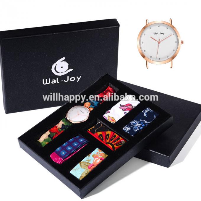 Wal 기쁨 주문 소녀 여자 디자이너 시계 변화 밴드 DIY 아이 손목 시계를 위한 로고에 의하여 길쌈되는 결박 호화스러운 선물 시계 세트