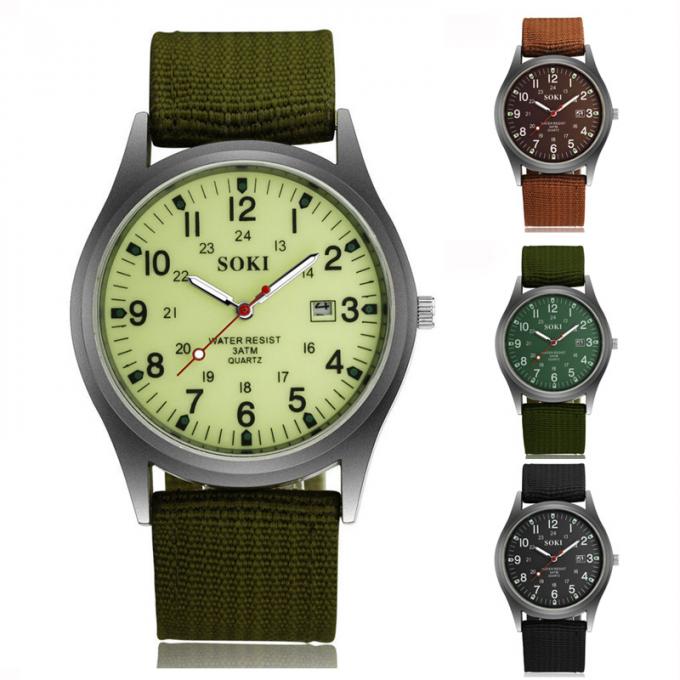 날짜를 가진 남자 석영 시계를 위한 WJ-6931 2018 SOKI 브랜드 뉴 디자인 경기 색깔 가죽 시계