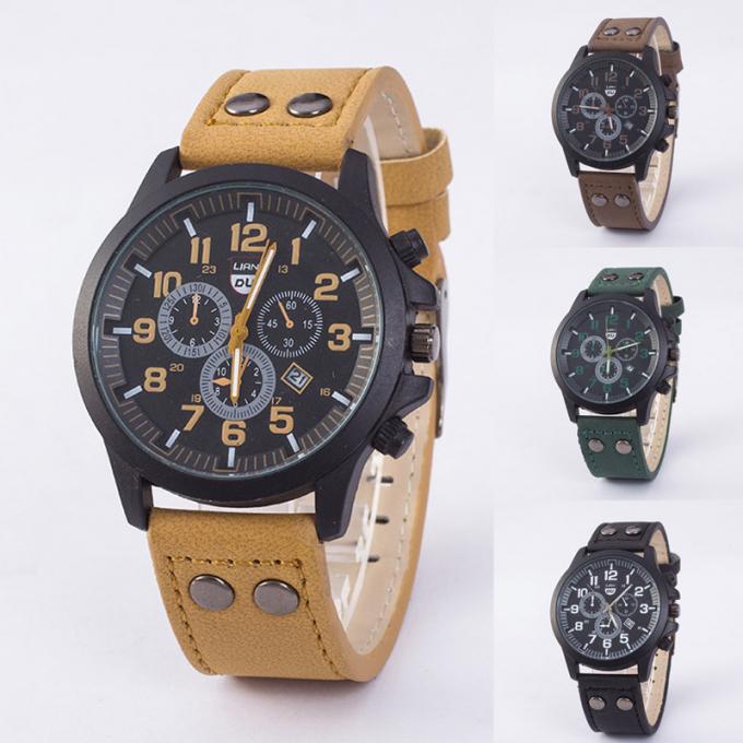 날짜를 가진 남자 석영 시계를 위한 WJ-6931 2018 SOKI 브랜드 뉴 디자인 경기 색깔 가죽 시계