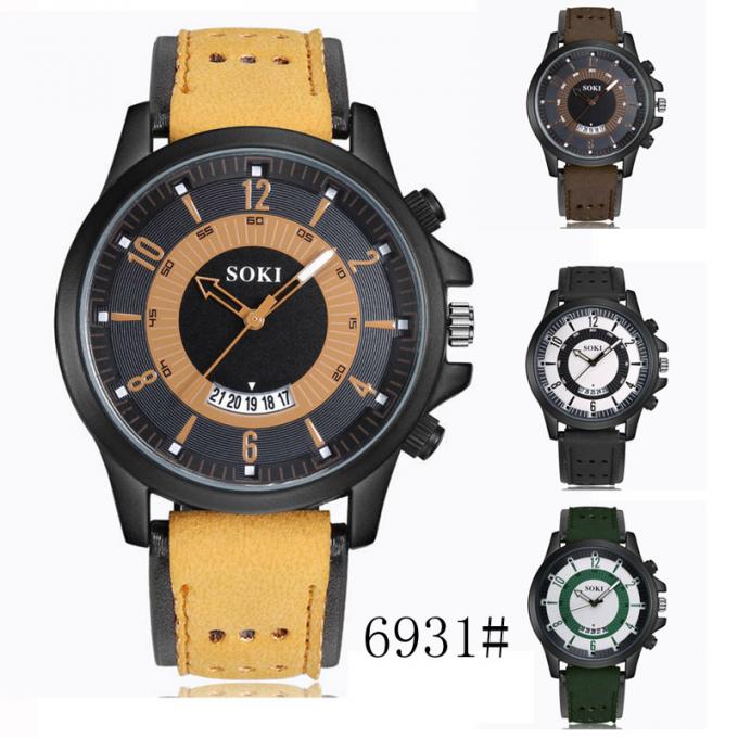 WJ-7126 중국 Wal 기쁨 시계 공장 뜨거운 판매 가죽 남자 handwatches 큰 얼굴 간단한 우연한 손목 시계