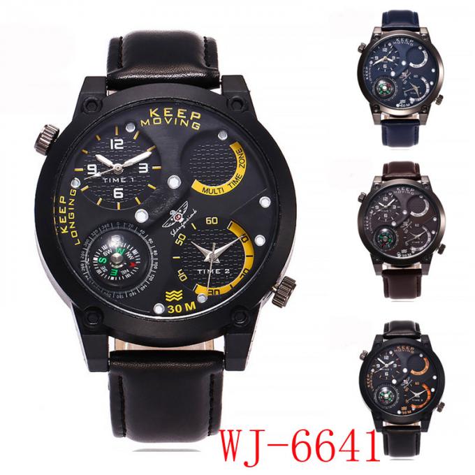 WJ-7126 중국 Wal 기쁨 시계 공장 뜨거운 판매 가죽 남자 handwatches 큰 얼굴 간단한 우연한 손목 시계