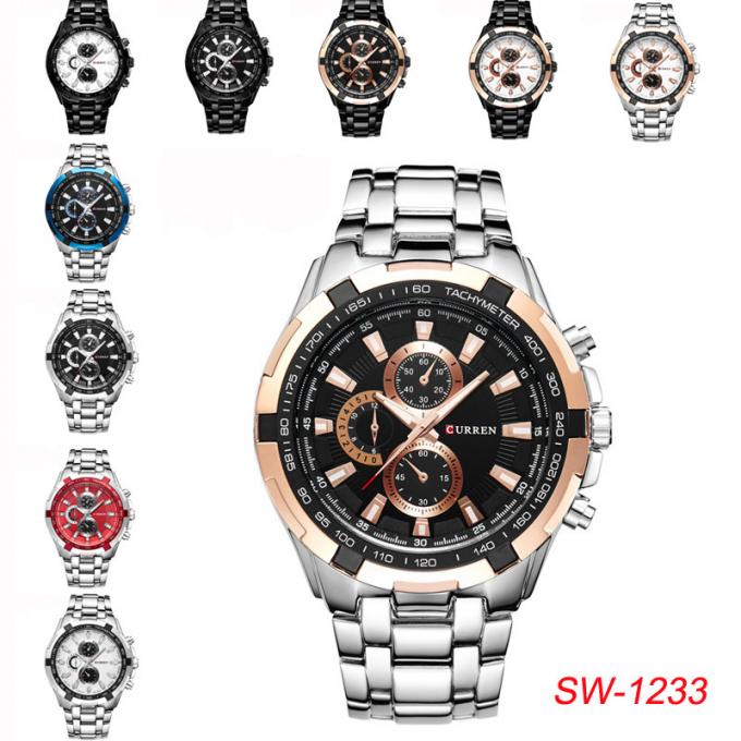 WJ-7428 CURREN 8304 매우 얇은 둥근 호화스러운 남자의 시계 최소한 디지털 방식으로 순수한 밴드 손목 시계 방수 수입된 심지 시계