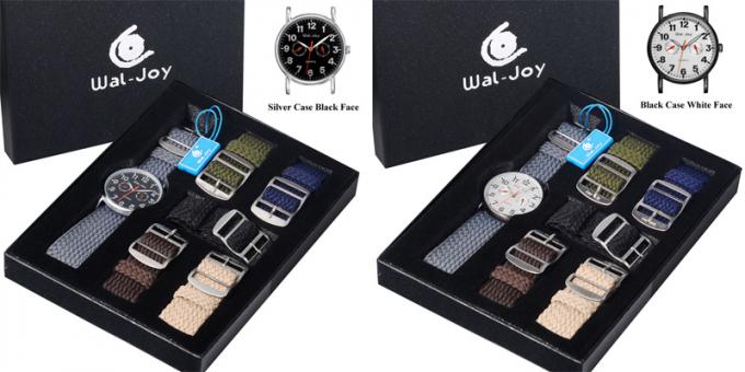 Wal 기쁨 주문 소녀 여자 디자이너 시계 변화 밴드 DIY 아이 손목 시계를 위한 로고에 의하여 길쌈되는 결박 호화스러운 선물 시계 세트