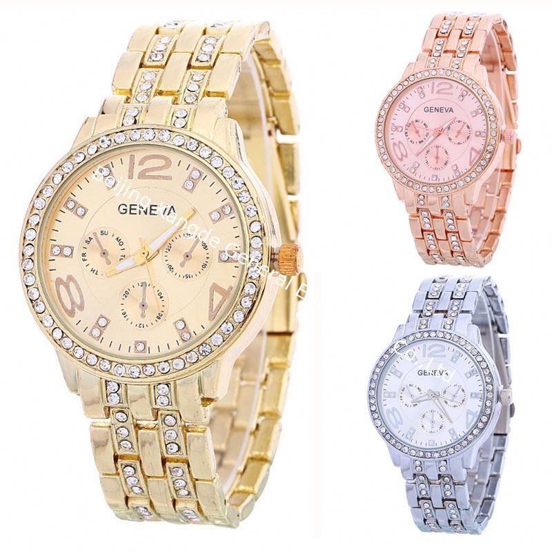 WJ-6433 Yiwu Factory Stock Fashion Gold Luxury Lady Wristwatch Alloy Women Wrist Watch Jewelry Watches for female