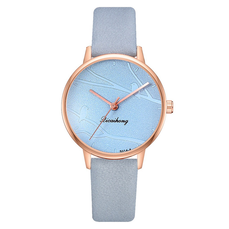 WJ-8453 Good Quality Gift White Fashion Woman Alloy Watch Case Leather Band Strap Watch